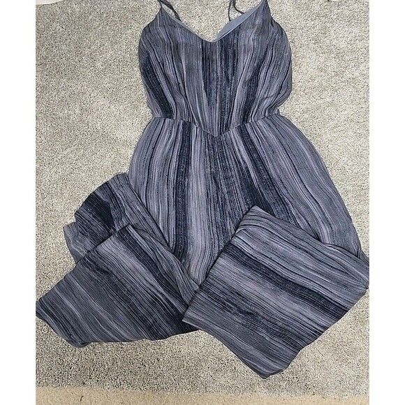 Soma Wknd Jumpsuit 100% Rayon Stripe Stone Blue Wash Pocket Women’s Size S - Picture 10 of 10